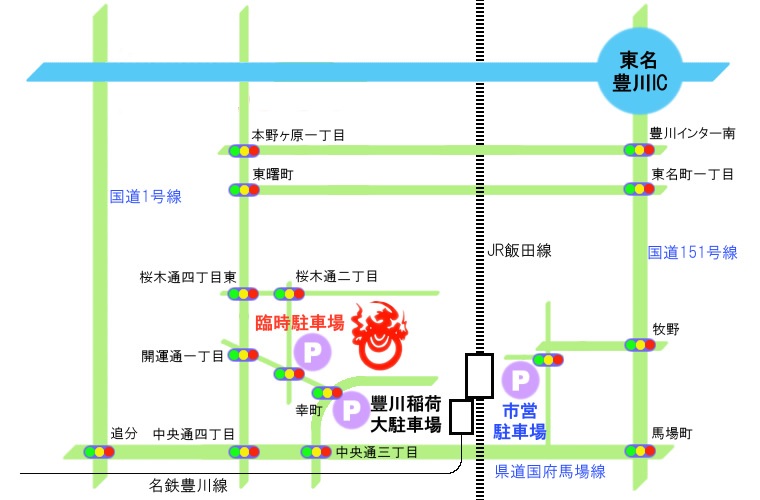 豊川稲荷　周辺道路地図